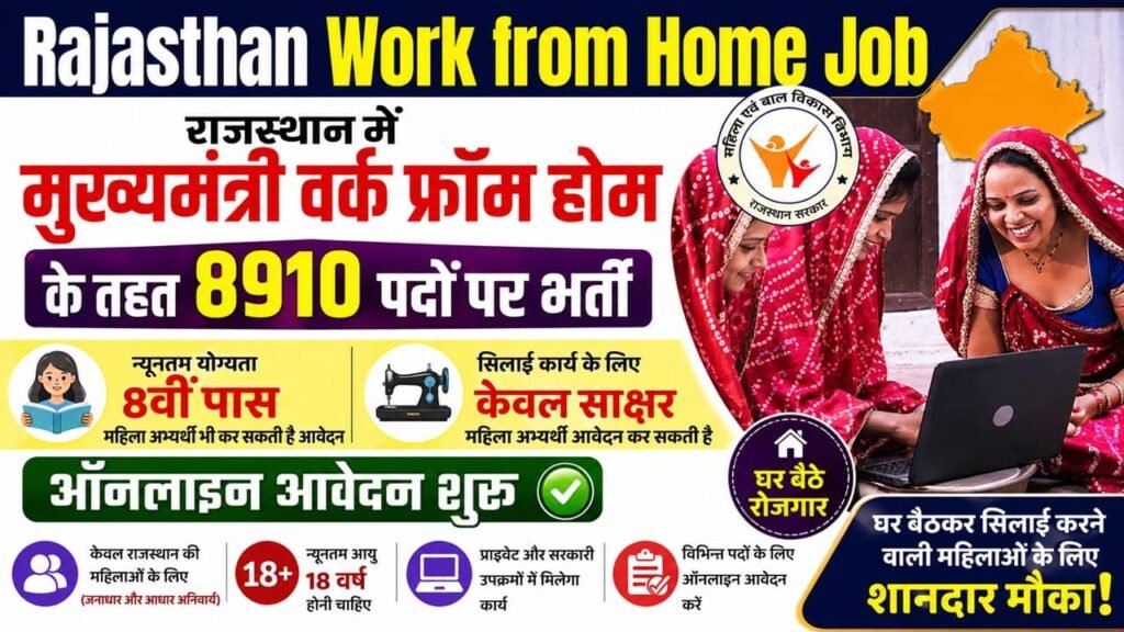 Rajasthan Work from Home Job: राजस्थान में मुख्यमंत्री वर्क फ्रॉम होम के तहत 8910 पदों पर भर्ती, ऑनलाइन आवेदन शुरू