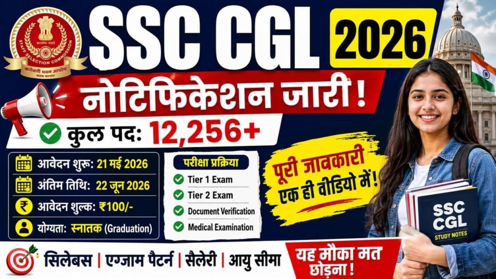 SSC CGL Recruitment 2026: एसएससी सीजीएल भर्ती का 12256 पदों पर नोटिफिकेशन जारी आवेदन शुरू
